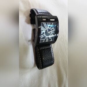 Evisu One of A kind Black and Silver Geometric Dial Men's Watch